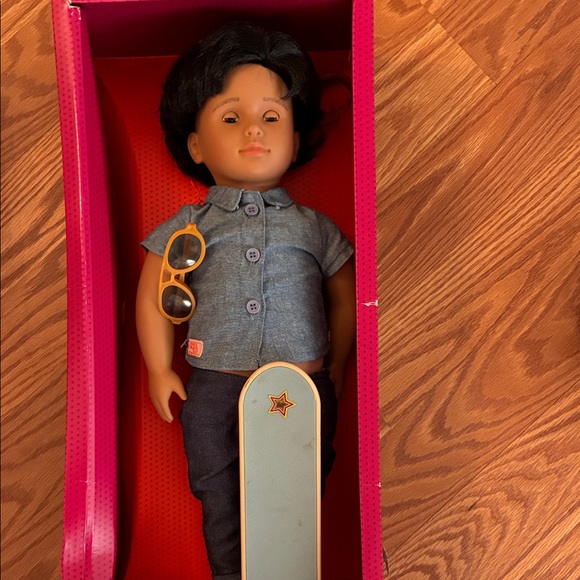 Stylish Doll with Blue Shirt and Black Pants - Picture 1 of 4